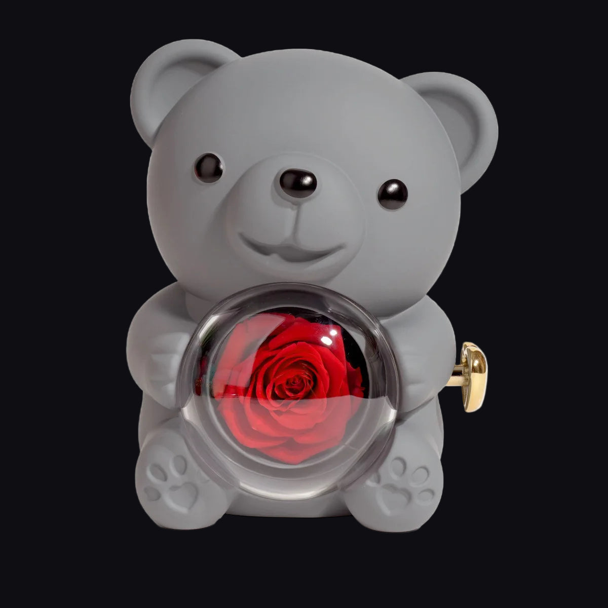 Miś Wiecznej Miłości z Różą w Szkle I Naszyjnikiem