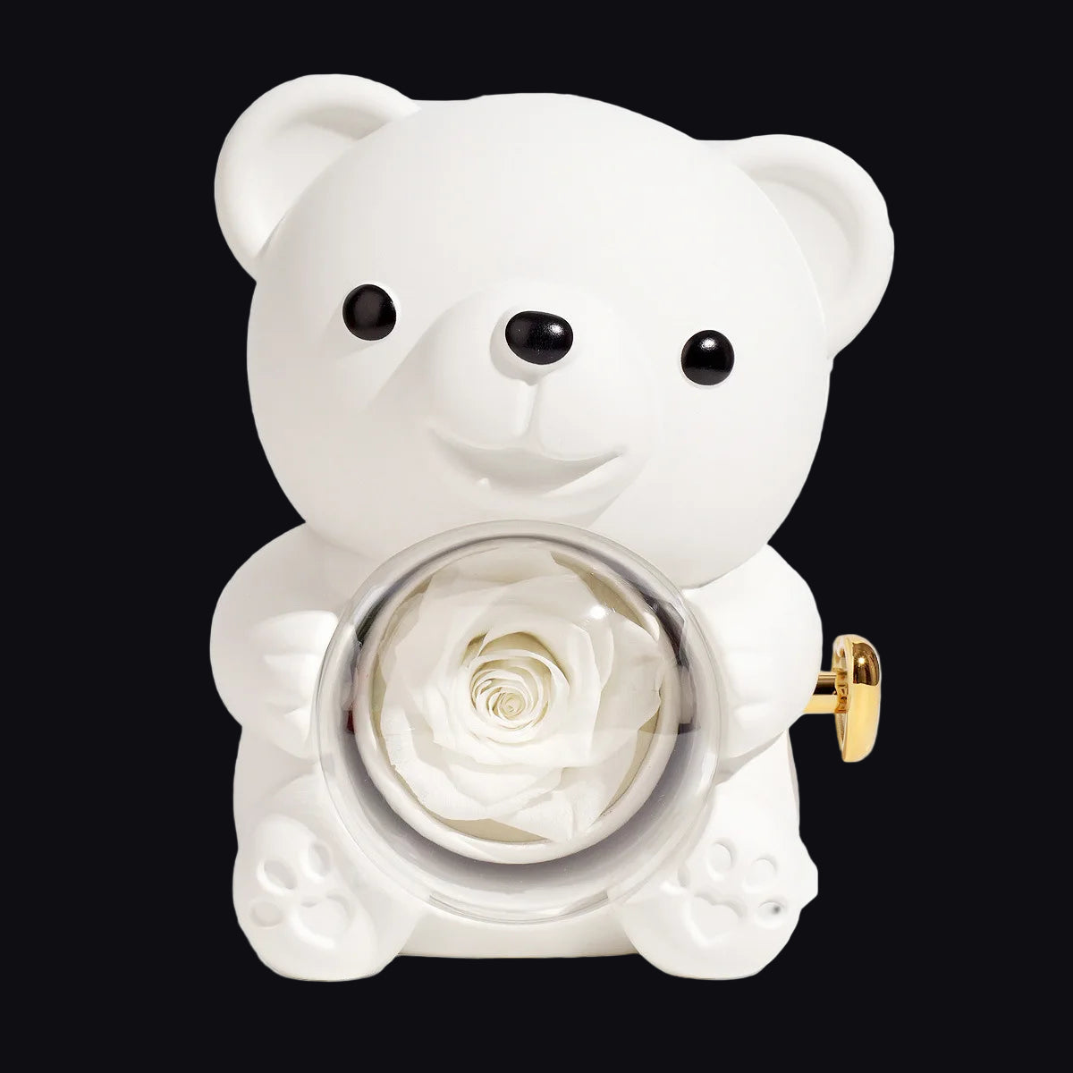 Miś Wiecznej Miłości z Różą w Szkle I Naszyjnikiem